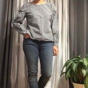 3/$25 ✨ 14TH & UNION • B&W Gingham Blouse Shirt M